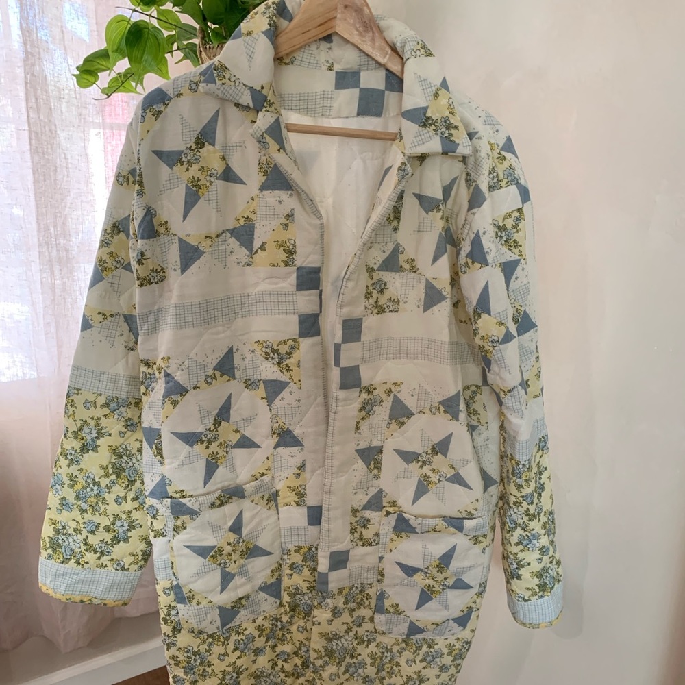 Long Quilted patchwork coat handmade